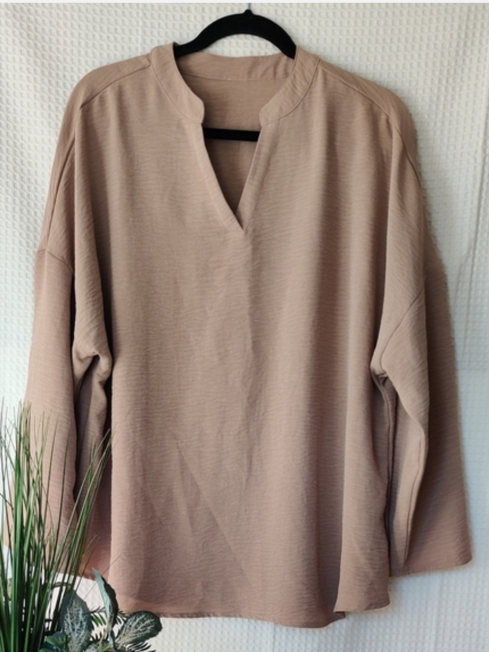 Shein Curve Tan 3/4 Sleeve Blouse Size 1XL